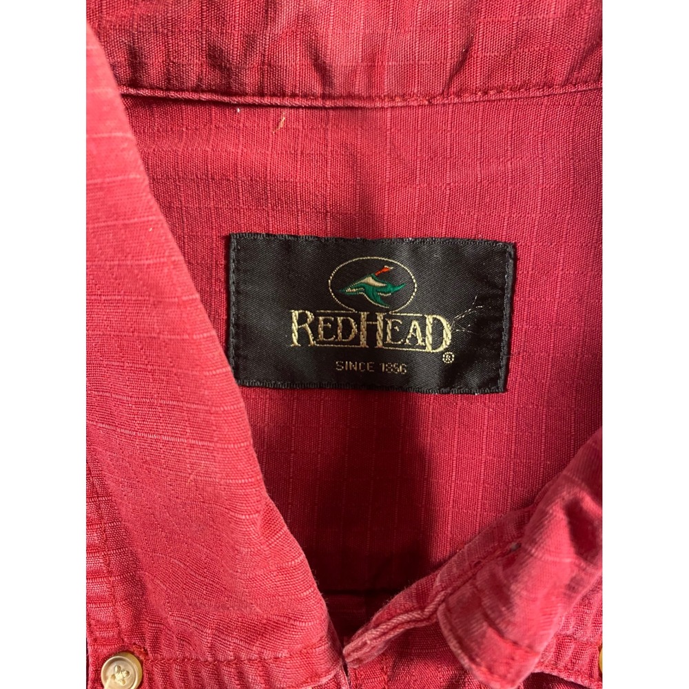 REDHEAD Mens Red Long Sleeve Button Up Shirt Casual Outdoor Size M - Picture 4 of 8